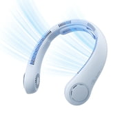 JISULIFE Upgraded Portable Neck Fan, 6000mAh Rechargeable with Neck Support, 5-Speed Adjustable 16.5H Max Cooling, Hands-Free & Bladeless Design for Indoor & Outdoor Use-Light blue