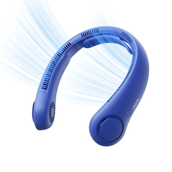 JISULIFE Upgraded Portable Neck Fan, 6000mAh Rechargeable with Neck Support, 5-Speed Adjustable 16.5H Max Cooling, Hands-Free & Bladeless Design for Indoor & Outdoor Use-Deep Blue