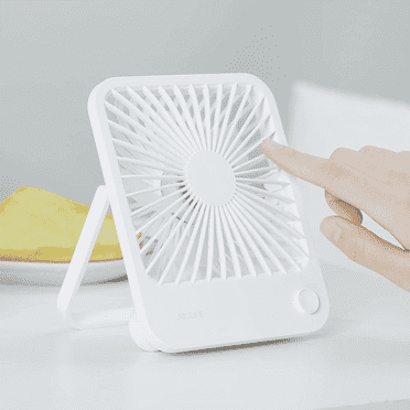JISULIFE Portable Desk Fan, 4 Adjustable Speeds, 180°Foldable Design, 4500mAh Rechargeable Fan Battery Powered for Home, Outdoor-White