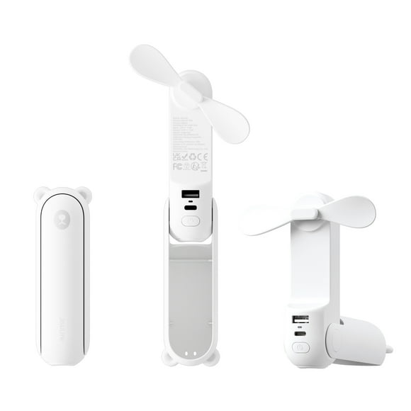 JISULIFE Portable Fan, Foldable Pocket Fan with 4500 mAh Battery, Flashlight, 3 Speeds for Travel