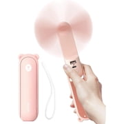 JISULIFE Mini Portable Fan, 3 In 1 Handheld Fan with 4500 mAh [20-37 Working Hours], USB Rechargeable with Power Bank, Flashlight, Foldable Pocket Fan for Travel, Makeup, Gift for Women -Pink
