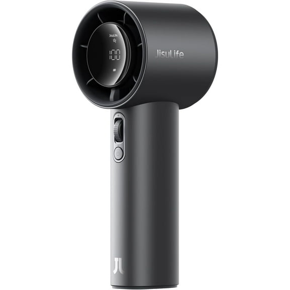 JISULIFE Portable Fan Pro1S 2025, 40Hrs Max Cooling Personal Handheld Fan with LED Display,Metal Shell,9700RPM Powerful,5000mAh battery,Travel Essentials Gifts for Women, Men-Dark Gray