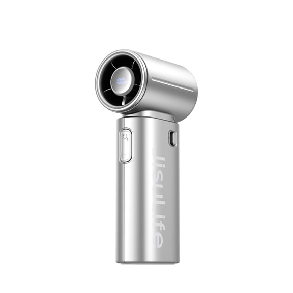 JISULIFE Portable Handheld Fan, Powerful Turbo Brushless Motor [18H Battery Life], 5000mAh USB Rechargeable, 5-Speed, Mini Pocket Design, Gift for Women Men, Travel Outdoor Use-Silver