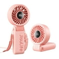 thumbnail image 1 of JISULIFE Portable Handheld Fan, 5000mAh Mini Desk Fan 19.5H Max Cooling Time, 5-Speed, LED Display, Neck Fan for Travel Concerts, Christmas Gifts for Women- Pink, 1 of 11