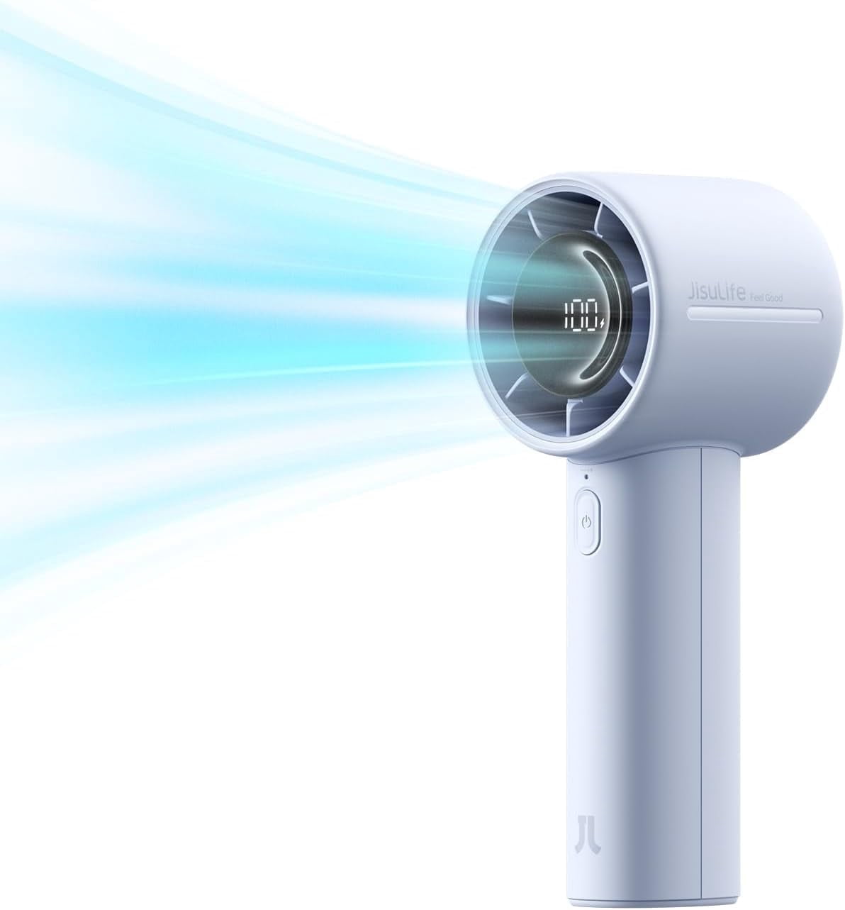 JISULIFE Portable Handheld Fan, Powerful Turbo Mini Fan [28Hrs Max Cooling], Digital Display, 5-Speed, 5000mAh USB Rechargeable for Travel, Summer, Gifts for Women Men