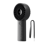 JISULIFE Handheld Fan - 5-Speed LED Display & 3600mAh Battery, USB-C Rechargeable with Lanyard, Compact Cooling for Travel/Beach/Makeup