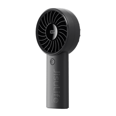 JISULIFE Handheld Fan - 5-Speed LED Display & 3600mAh Battery, USB-C Rechargeable with Lanyard, Compact Cooling for Travel/Beach/Makeup
