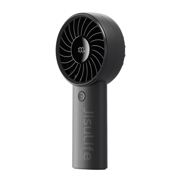 JISULIFE Handheld Fan - 5-Speed LED Display & 3600mAh Battery, USB-C Rechargeable with Lanyard, Compact Cooling for Travel/Beach/Makeup