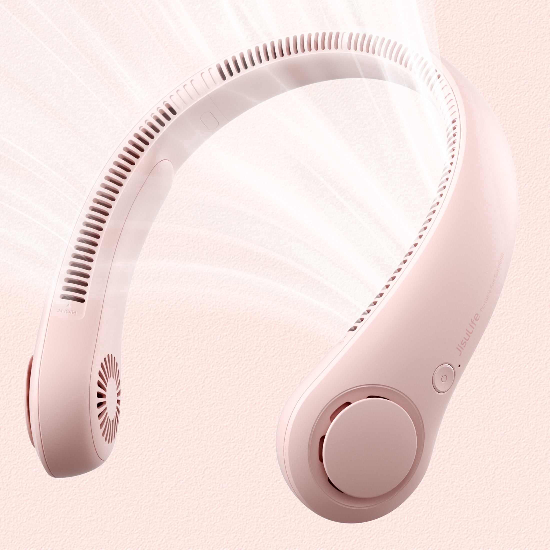 JISULIFE Portable Neck Fan, Wearable Fan, Bladeless Fan Hands-Free Cooling, Quiet 25dB, 5 Speeds, 16H Battery Life, Ideal for Indoor/Outdoor, Gift for Women, Men - Pink