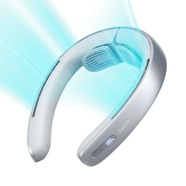 JISULIFE Portable Neck Fan Pro, 100 Speeds Bladeless Fan, Stepless Knob, LED Display, 5000mAh Rechargeable Personal Fan, Mini Hands Free, USB Battery Operated Wearable Fan