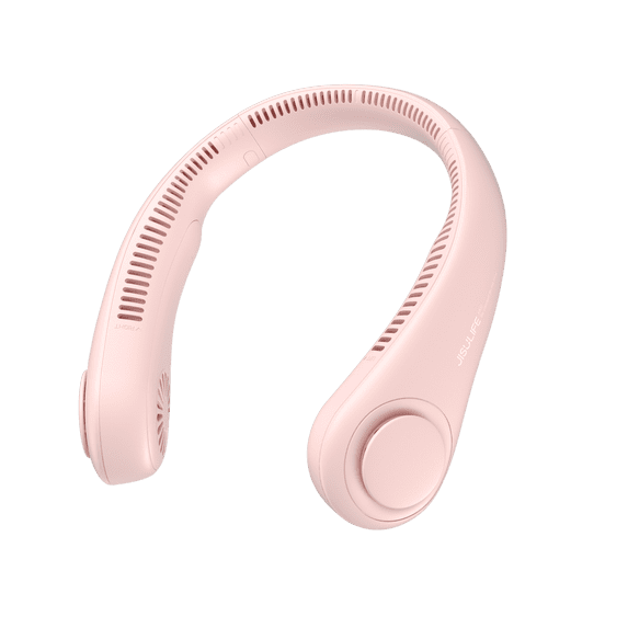 JISULIFE Portable Neck Fan, Wearable Fan, Bladeless Fan Hands-Free Cooling, Quiet 25dB, 5 Speeds, 16H Battery Life, Ideal for Indoor/Outdoor, Gift for Women, Men - Pink