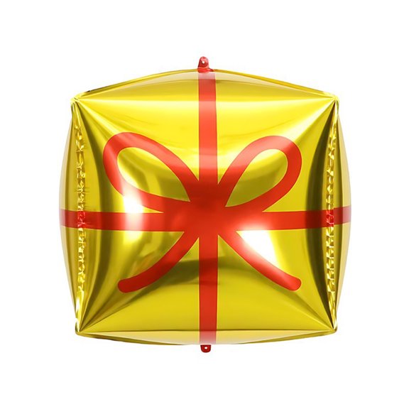 JISZGR Christmas Gift Box Foil Balloons,Multicolor Cube Present Shaped Mylar Balloons with Bow Accents,Festive Inflatable Decor for Holiday Party and Backdrop Arrangement