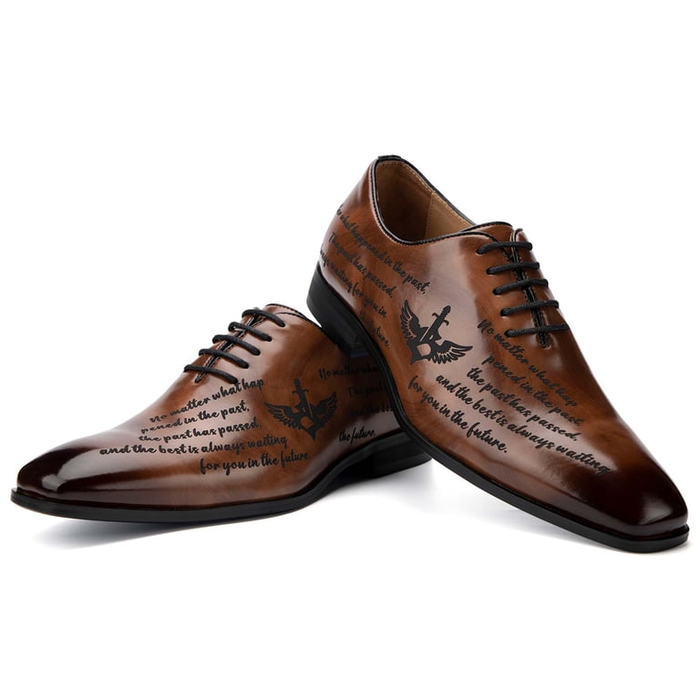 JITAI Men Dress Shoes Fashion Oxford Shoes for Men Brown 