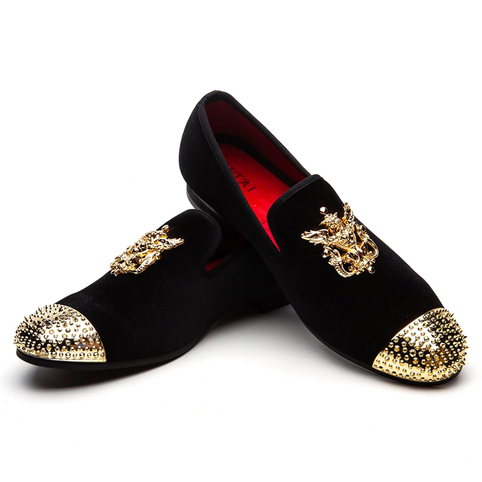 JITAI Men's Velvet Loafers Dress Wedding Party Prom Shoes for Men Black ...