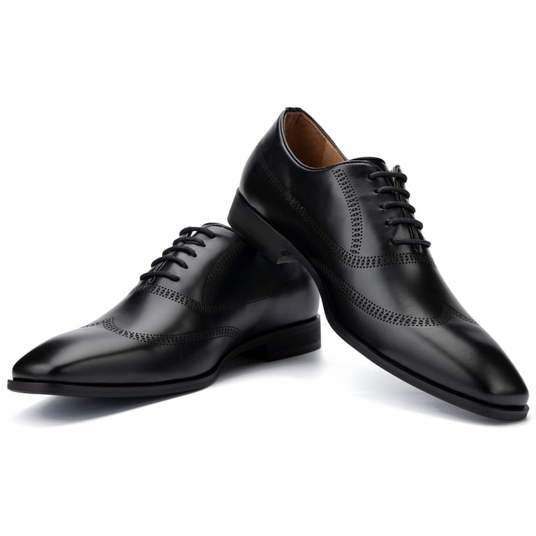 Classic Black Leather Men\'s Dress Shoes size 10 Amazon.com | HEEZ Mens Dress Shoes Black, Split Leather  main image 4