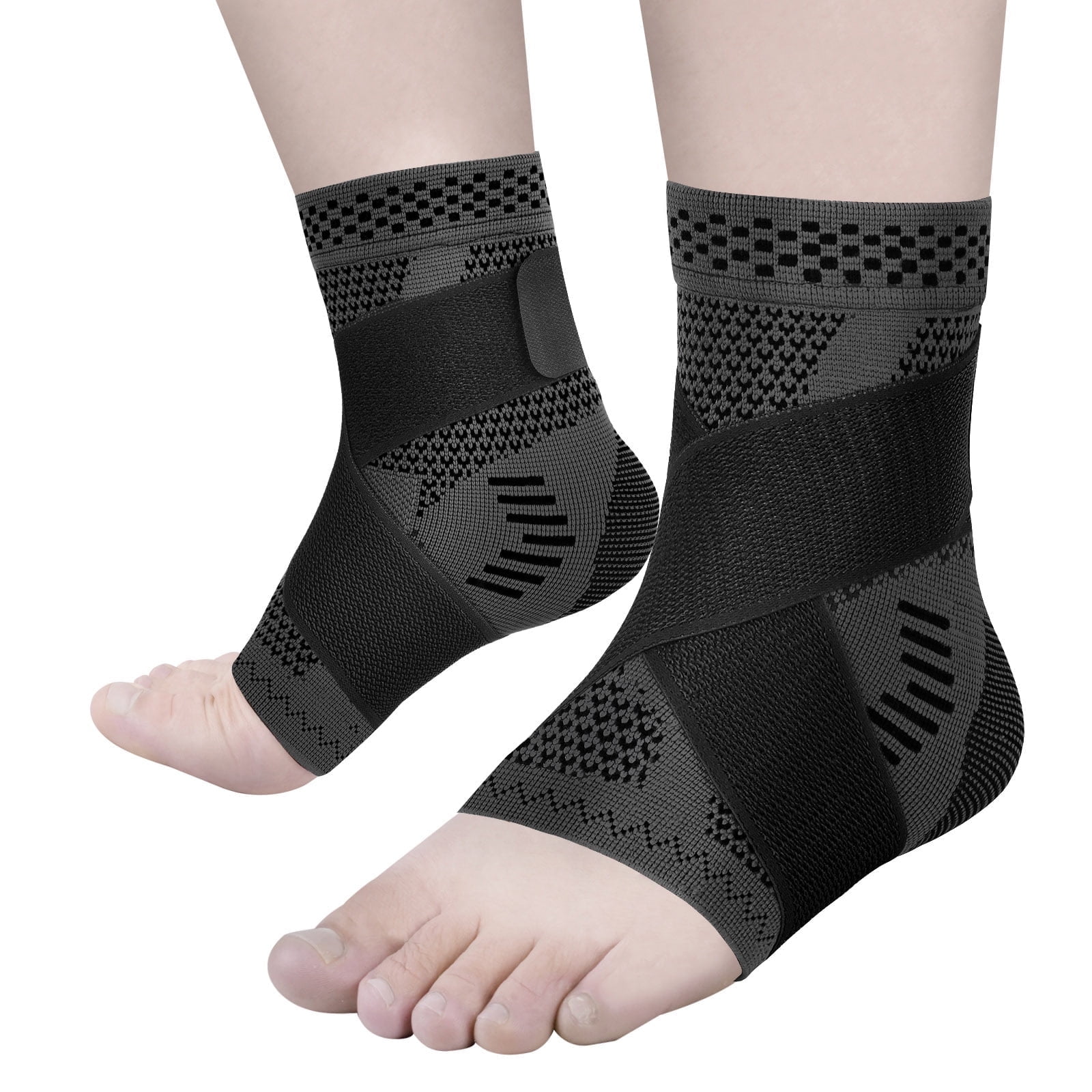 JIUFENTIAN Ankle Brace for Women and Men Adjustable Compression Ankle Sleeve (Pair)-Ankle Support Heel Brace for Achilles Tendonitis, Plantar Fasciitis Sprained Ankle