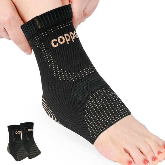JIUFENTIAN Copper Ankle Brace Achilles Tendonitis Brace Plantar Fasciitis Ankle Compression Sleeve for Women Men Ankle Support,Sprain,Swelling-S