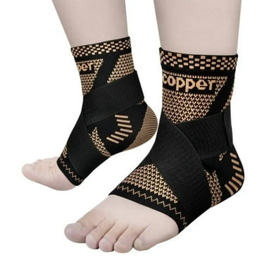 JIUFENTIAN Copper Ankle Brace for Women an Men Adjustable Compression Sleeve (Pair)-Ankle Support Heel Brace for Achilles Tendonitis, Plantar Fasciitis-Eases Swelling and Sprained Ankle