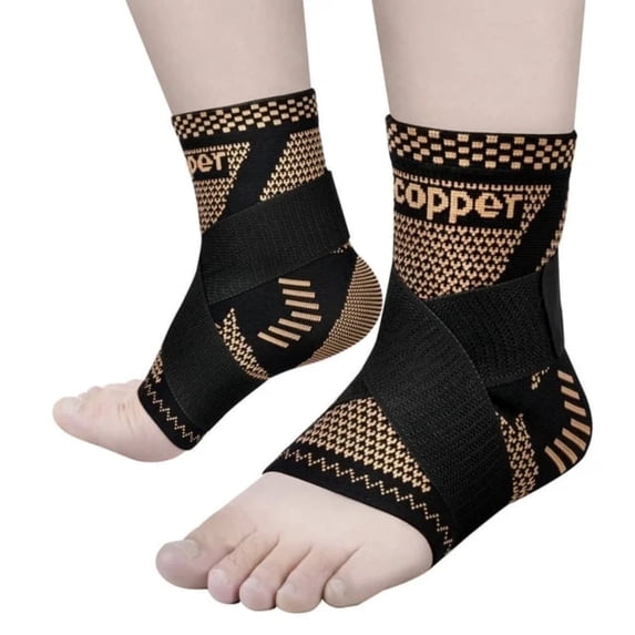 JIUFENTIAN Copper Ankle Brace for Women an Men Adjustable Compression Sleeve (Pair)-Ankle Support Heel Brace for Achilles Tendonitis, Plantar Fasciitis-Eases Swelling and Sprained Ankle