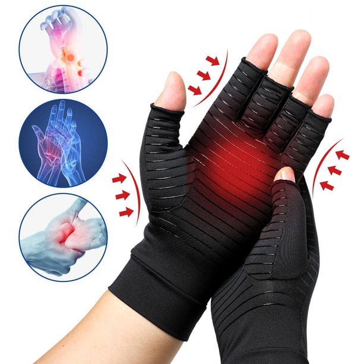 Aptoco New Copper Arthritis Compression Gloves Fit Half-finger