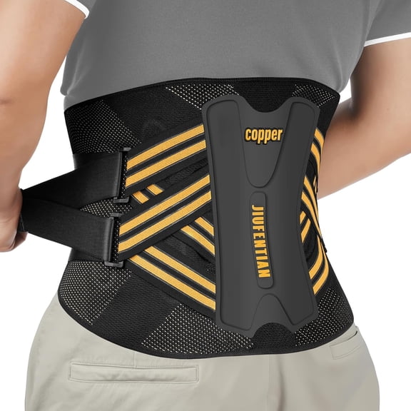JIUFENTIAN Copper Back Brace for Women & Men with Support System-Back Brace for Lower Back Pain Relief, Herniated Disc-Back Support Belt for Lifting, Sitting, Working, Muscle Strain & Recovery-M