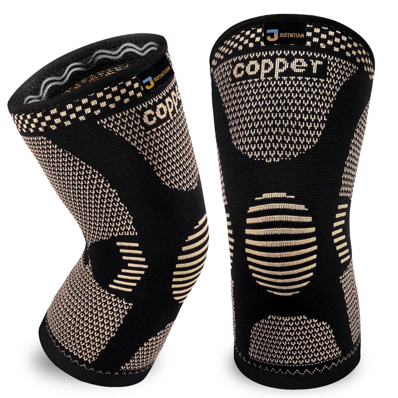 JIUFENTIAN Copper Knee Brace for Men and Women Knee Compression Sleeve Support for Arthritis Pain Relief and Joint-2XL