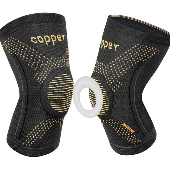 JIUFENTIAN Copper Knee Braces for Arthritis Pain (2 pack)- Professional Knee Suppot with Side Stabilizers - Breathable Compression Sleeves for Pain Relief & Stability (Arthritis, Gym, Work)-L