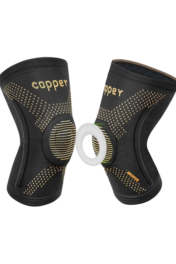 Copper Knee Braces for Arthritis Pain (2 pack)- Professional Knee Suppot with Side Stabilizers - Breathable Compression Sleeves for Pain Relief & Stability (Arthritis, Gym, Work)-L