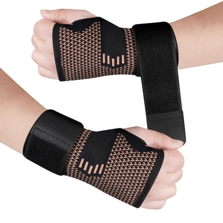 JIUFENTIAN Copper Wrist Brace Hand Wrist Support Brace Compression Hand Wraps Guard for Carpal Tunnel Relief, Sprain, Injuries-M