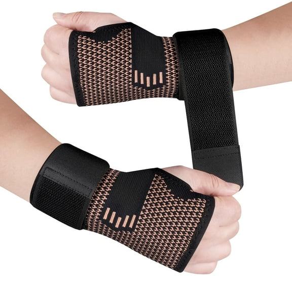JIUFENTIAN Copper Wrist Brace Hand Wrist Support Brace Compression Hand Wraps Guard for Carpal Tunnel Relief, Sprain, Injuries-M