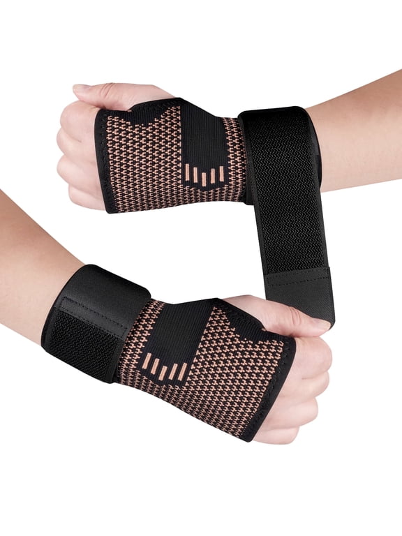Copper Wrist Brace Hand Wrist Support Brace Compression Hand Wraps Guard for Carpal Tunnel Relief, Sprain, Injuries-M