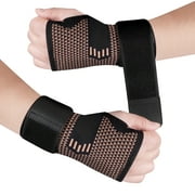 JIUFENTIAN Copper Wrist Brace Hand Wrist Support Brace Compression Wrist Wraps Guard for Carpal Tunnel Relief, Sprain, Injuries-M