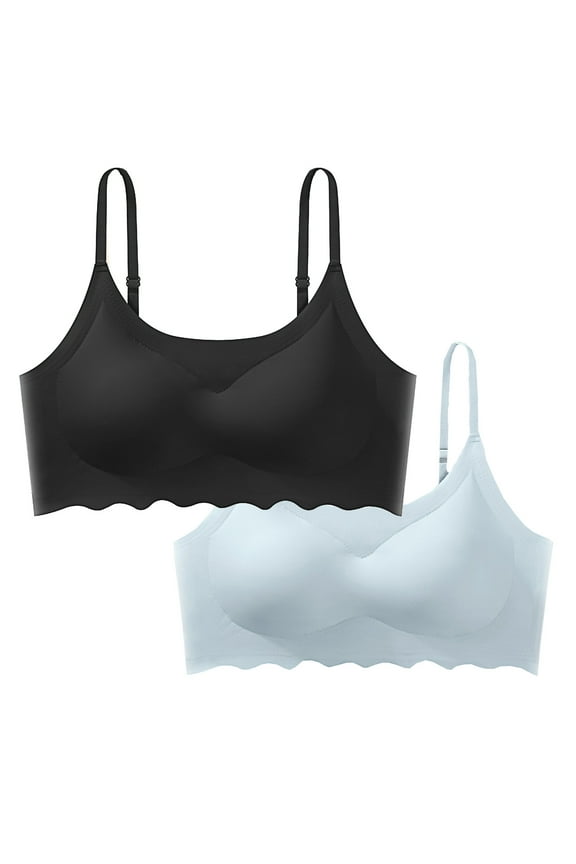 2 Pack Bras for Women Adjustable Spaghetti Strap Smoothing Push up Bras Wireless Seamless Everyday Bras