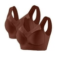 thumbnail image 1 of JIUKE 2 Pack Sports Bras for Women Plus Size Wireless Full Coverage Bras High Support Push up Bras Brown 5Xl, 1 of 2