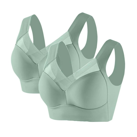 JIUKE 2 Pack Sports Bras for Women Plus Size Wireless Full Coverage Bras High Support Push up Bras Green 5Xl