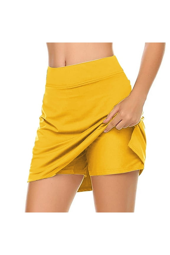 2 in 1 Skorts for Women Belly Control High Waisted Athletic Tennis Skirts Workout Yoga Shorts