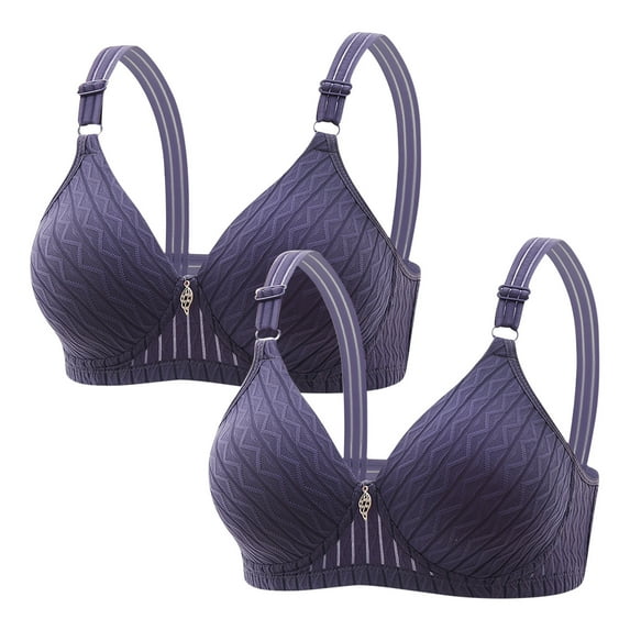 JIUKE 2PCS Wireless Bra for Women Push up Comfy Seamless Bralettes Soft Full Coverage Everyday Bra Blue M