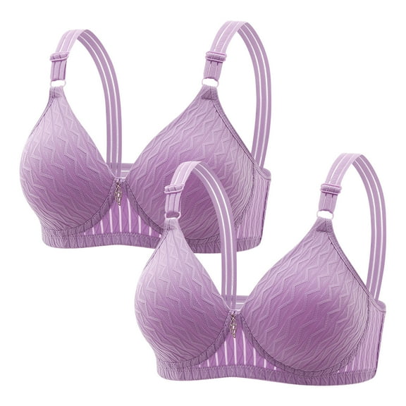 JIUKE 2PCS Wireless Bra for Women Push up Comfy Seamless Bralettes Soft Full Coverage Everyday Bra Purple XXL