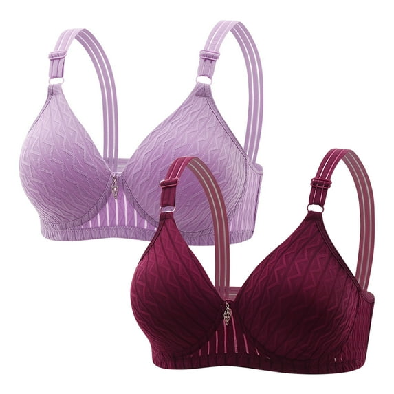 JIUKE 2PCS Wireless Bra for Women Push up Comfy Seamless Bralettes Soft Full Coverage Everyday Bra Purple XXL