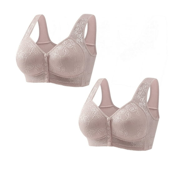 JIUKE 2pc Bras for Women Plus Size Front Closure Bras Full Coverage Wireless Push up Everyday Bras Purple XXL
