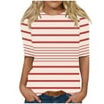 thumbnail image 1 of JIUKE 3/4 Length Sleeve Womens Tops Striped Crewneck Loose Dressy Casual Shirts Tunic Top, 1 of 5