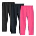 thumbnail image 1 of JIUKE 3 Pack Girls Leggings Toddler High Waisted Solid Color Stretchy Soft Basic Bottoms Thin Spring Fall Clothes, 1 of 9