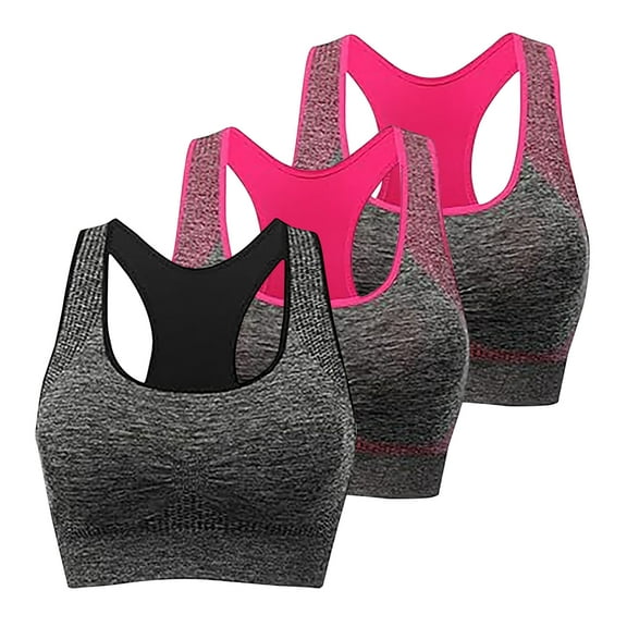 JIUKE 3PC Sports Bras for Women Racerback Workout Activewear High Support Seamless Yoga Gym Bras
