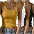 thumbnail image 1 of JIUKE 3PC Womens Tank Tops Scoop Neck Summer Going out Tops Ribbed Knit Basic Sleeveless Slim Fitted Crop Shirts, 1 of 6