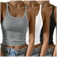 thumbnail image 1 of JIUKE 3PC Womens Tank Tops Scoop Neck Summer Going out Tops Ribbed Knit Basic Sleeveless Slim Fitted Crop Shirts, 1 of 6