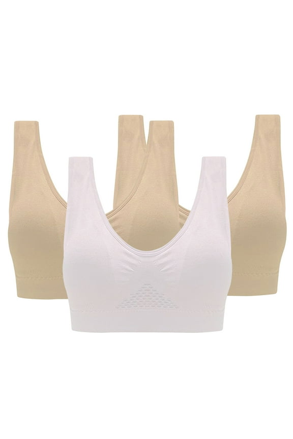 3pc Sport Bras for Women No Underwire Everyday Bra Breathable Wireless Athletic Stretchy Yoga Gym Bra Size M
