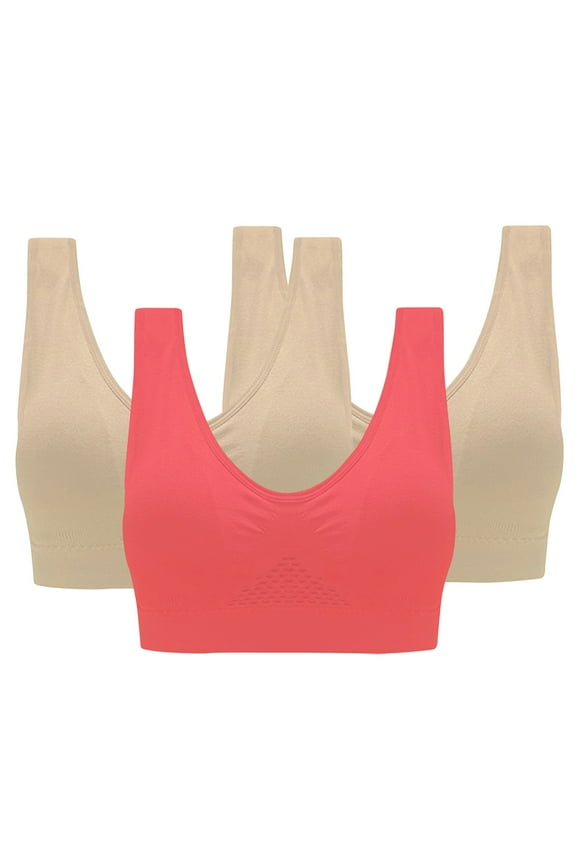 3pc Sport Bras for Women No Underwire Everyday Bra Breathable Wireless Athletic Stretchy Yoga Gym Bra Size XL