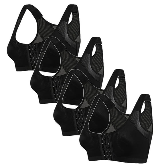 JIUKE 4PC Plus Size Front Closures Bras for Women Back Support Full Coverage Bras Wireless Push up Everyday Bras Size S