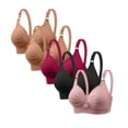 thumbnail image 1 of JIUKE 5pc Plus Size Bras for Women Wireless Full Coverage Everyday Bras Comfy Seamless Cute Sleep Push up Bras, 1 of 6