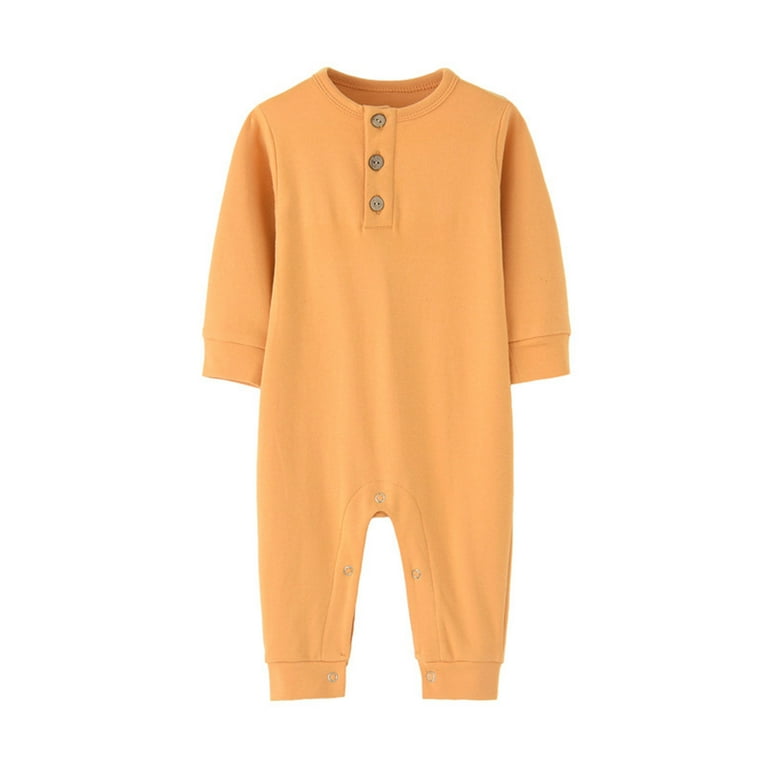 JIUKE Baby Clothes Long Sleeve Rompers Boys Girls Button down